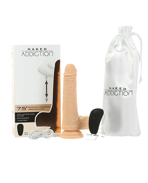 Naked Addiction The Freak 7.5 Inch Rotating & Thrusting Vibrating Dong - Ivory