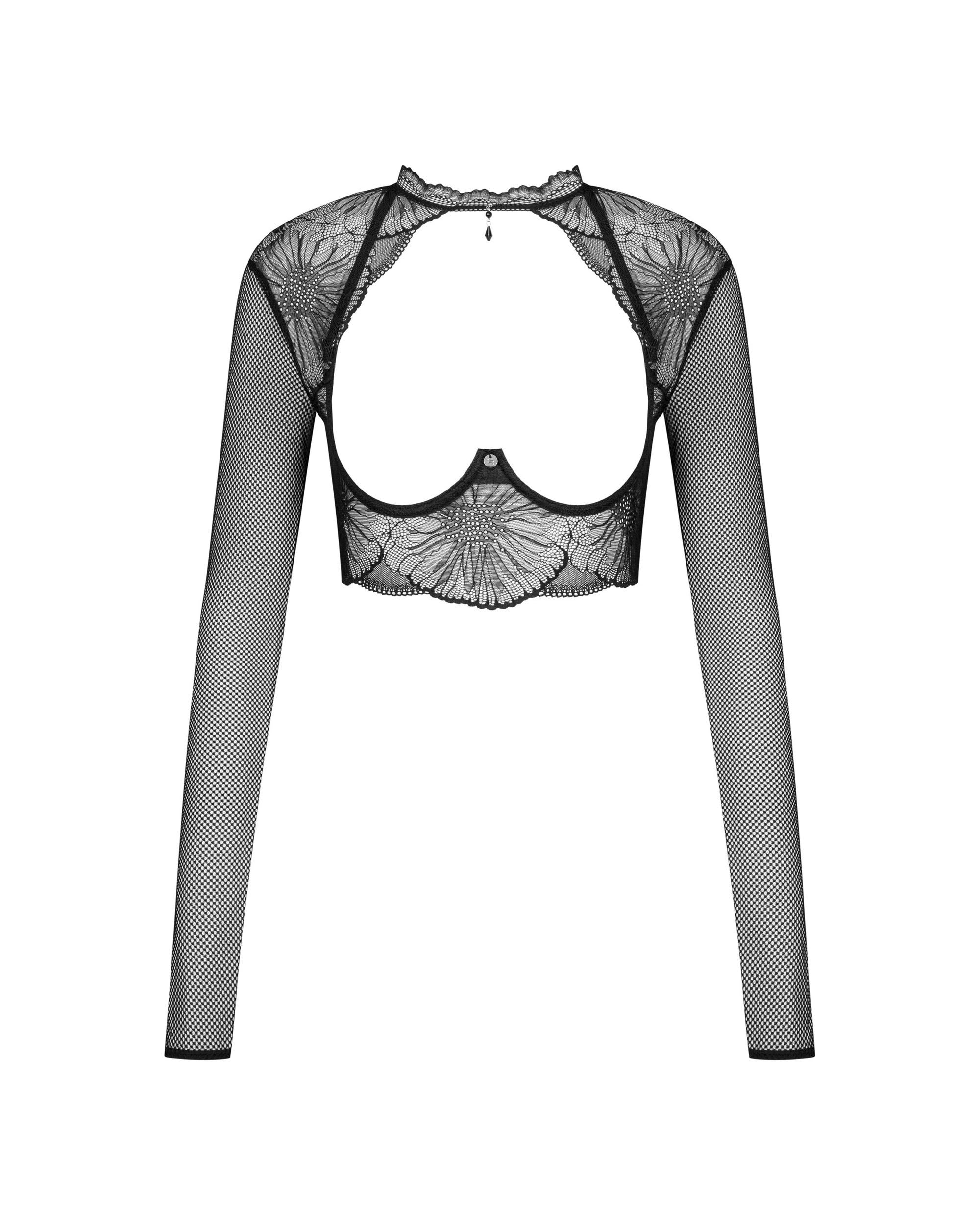 Obsessive Mibelia Long Sleeve Top with Open Cups Black