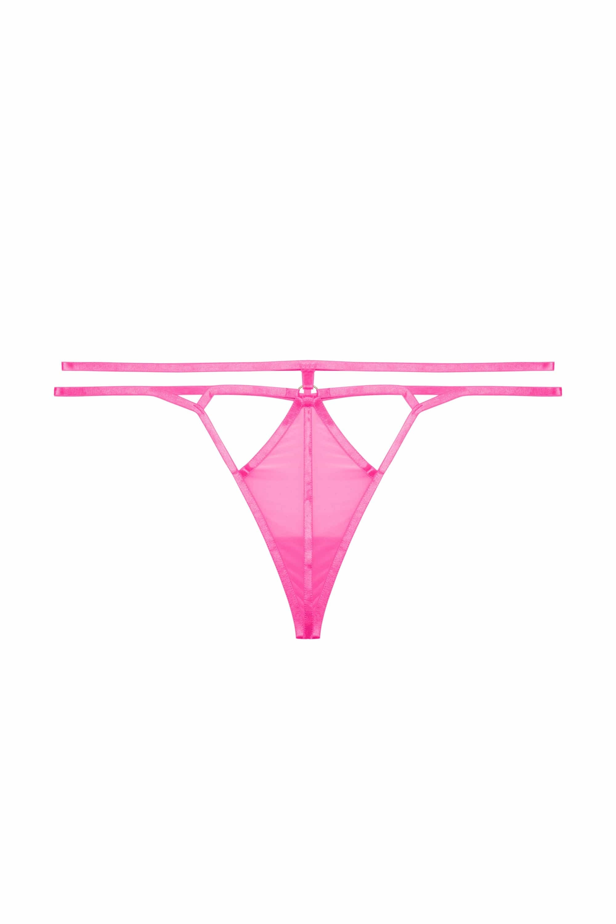Penny Neon Pink Strappy Mesh Thong