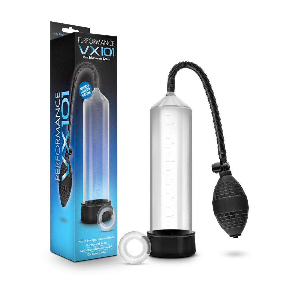Performance VX101: Beginner-Friendly Pump with Stay Hard Cock Ring for Fun Adventures
