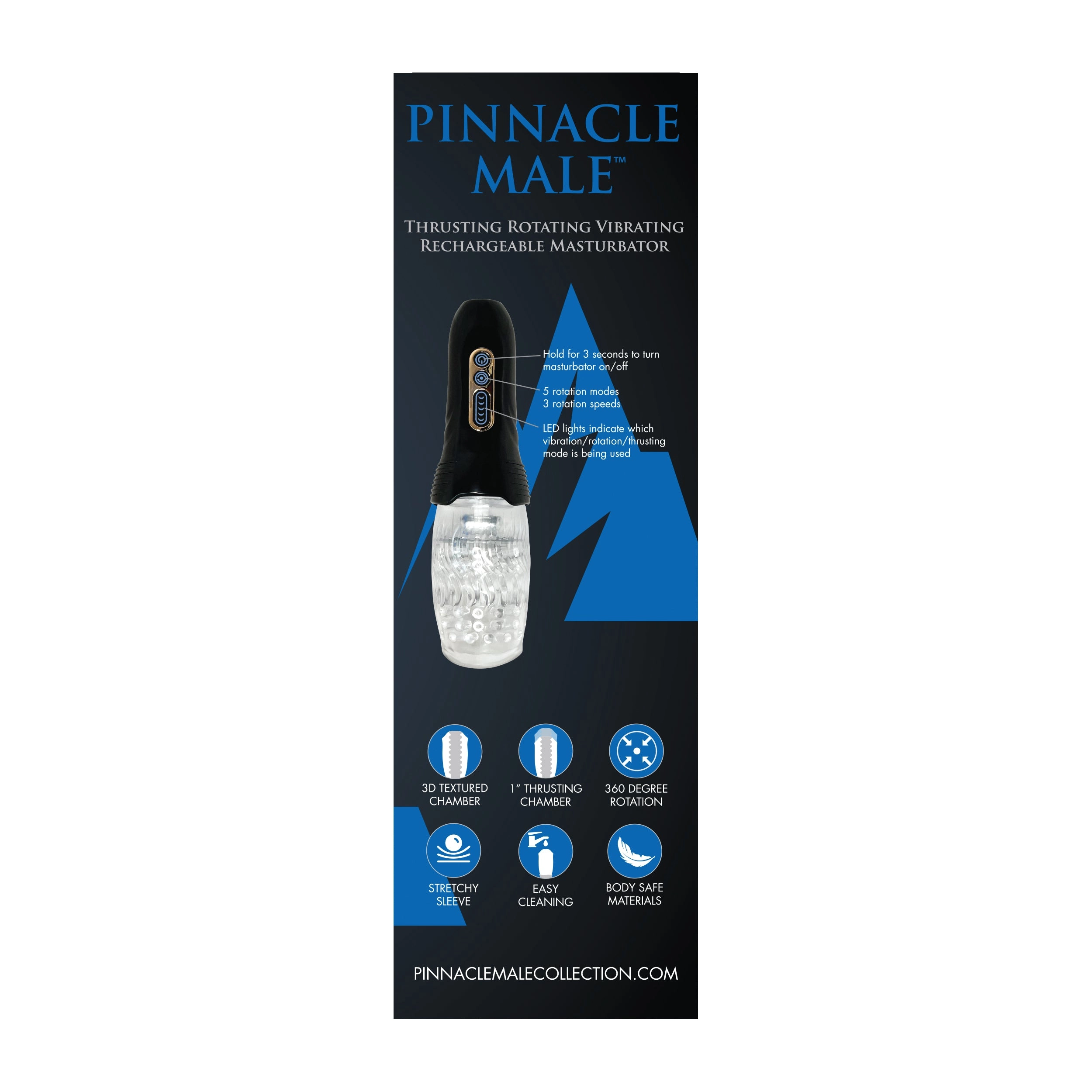 Pinnacle Male Thrusting Rotating Vibrating Rechargeable Masturbator