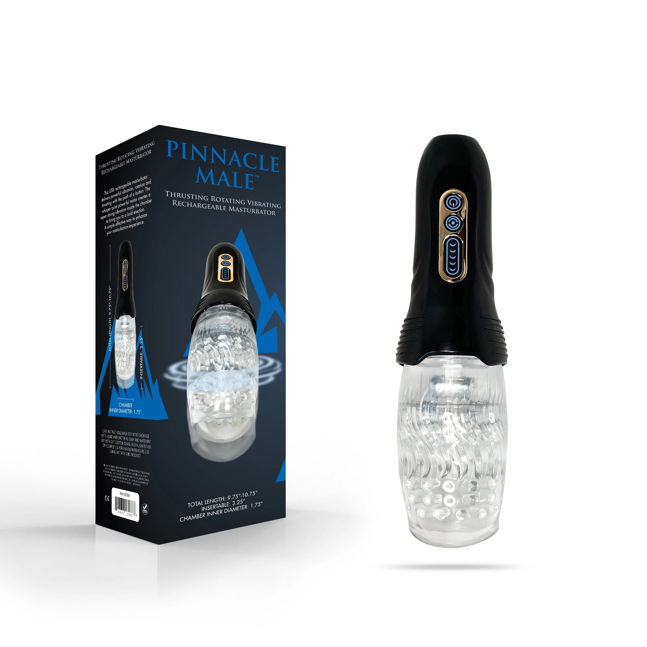 Pinnacle Male Thrusting Rotating Vibrating Rechargeable Masturbator