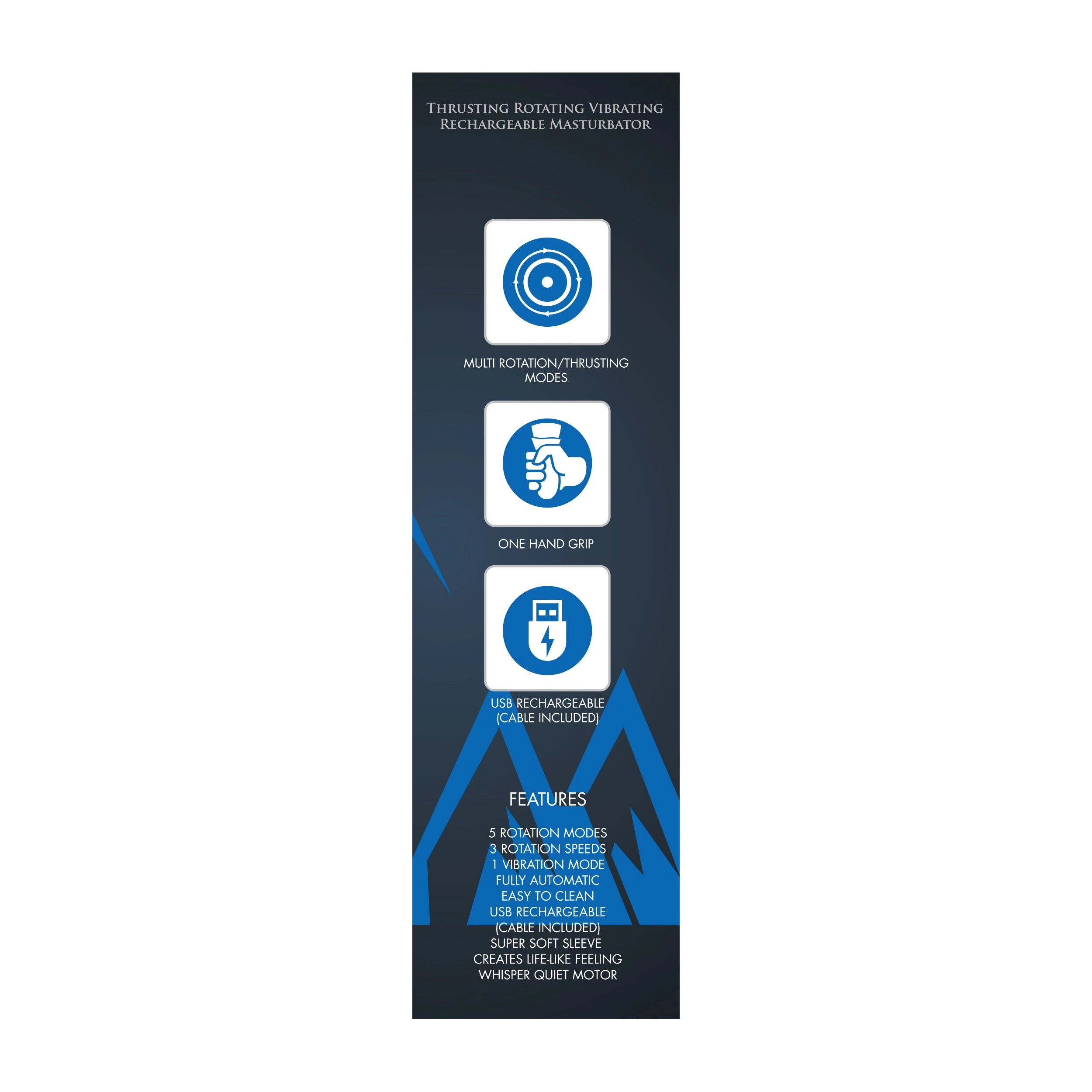 Pinnacle Male Thrusting Rotating Vibrating Rechargeable Masturbator