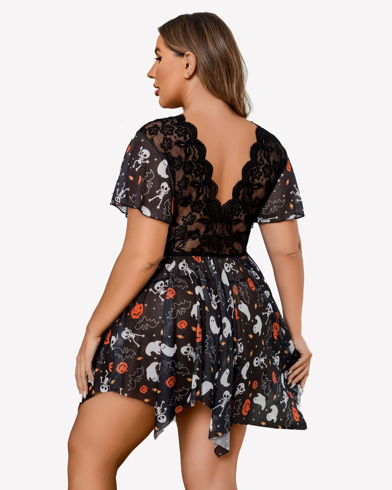 Plus Size Floral Lace Lingerie