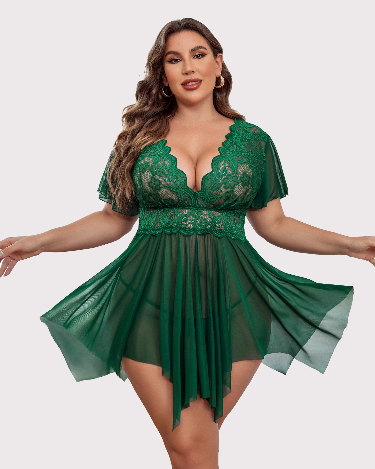 Plus Size Floral Lace Lingerie