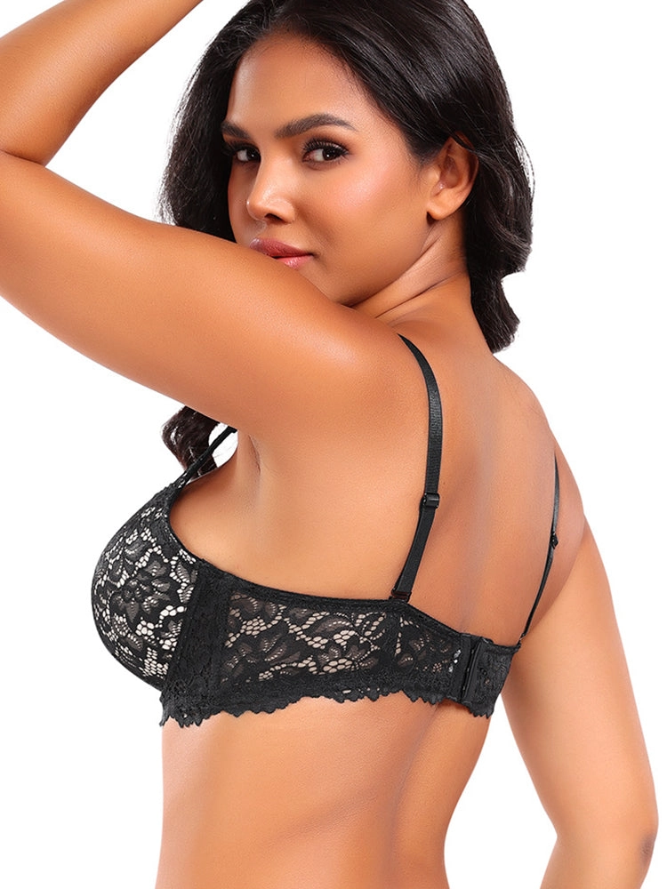 Plus Size Lace Push-Up Bra - Supportive Underwire Lingerie for Women