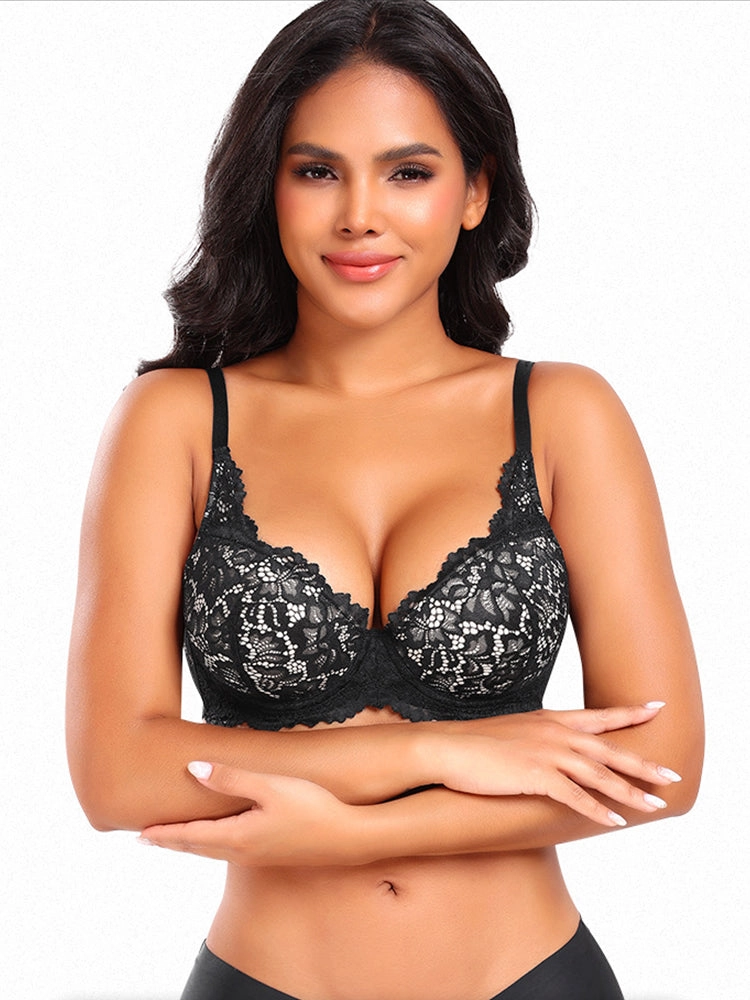 Plus Size Lace Push-Up Bra - Supportive Underwire Lingerie for Women