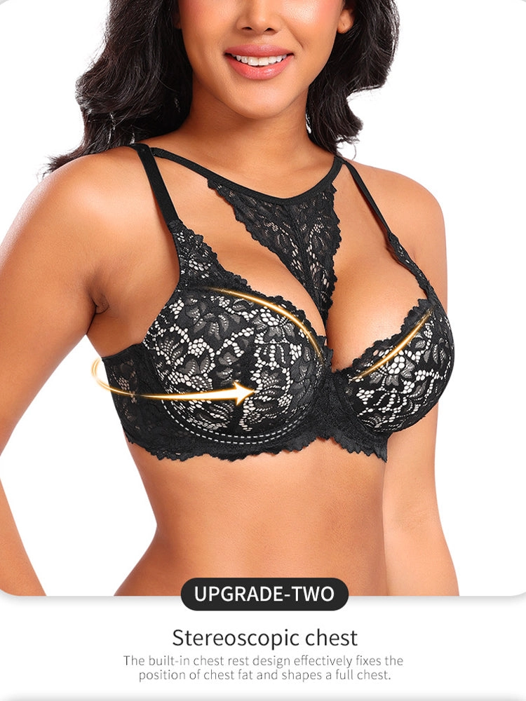 Plus Size Lace Push-Up Bra - Supportive Underwire Lingerie for Women
