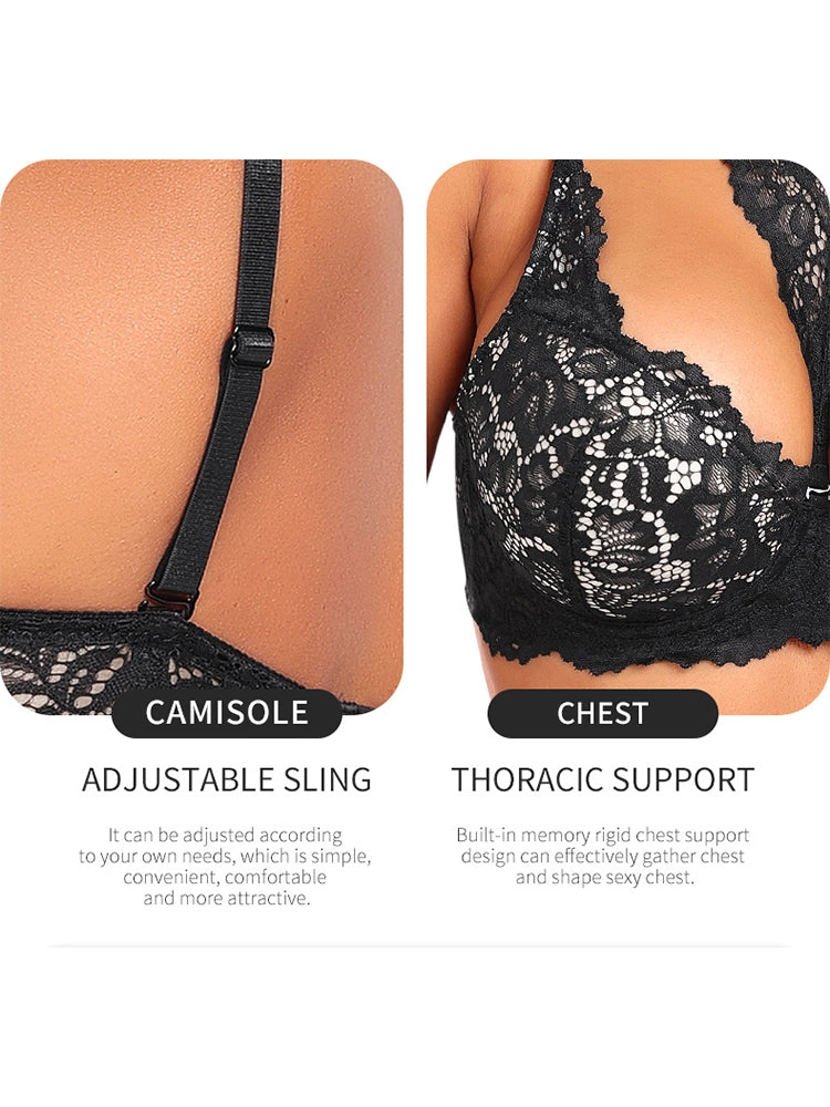 Plus Size Lace Push-Up Bra - Supportive Underwire Lingerie for Women