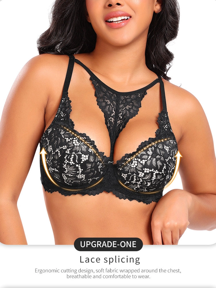Plus Size Lace Push-Up Bra - Supportive Underwire Lingerie for Women