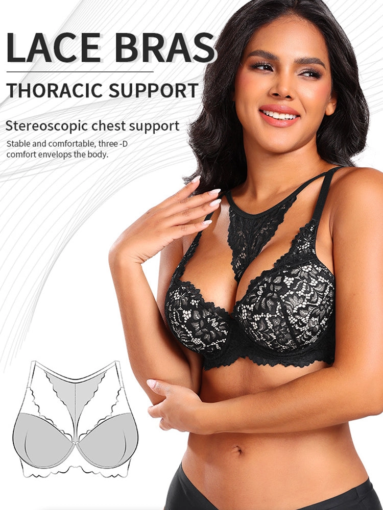 Plus Size Lace Push-Up Bra - Supportive Underwire Lingerie for Women