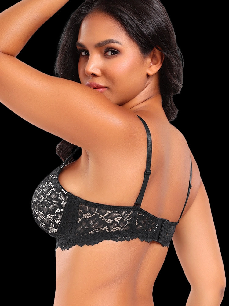 Plus Size Lace Push-Up Bra - Supportive Underwire Lingerie for Women
