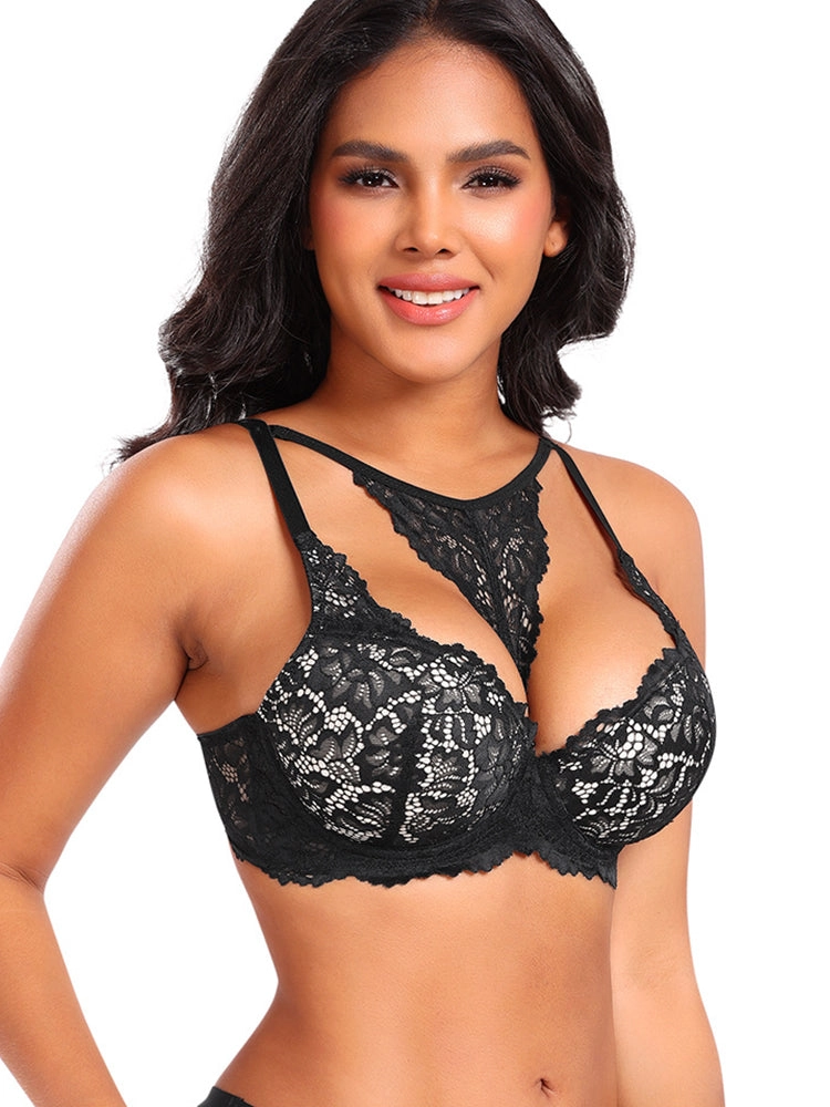 Plus Size Lace Push-Up Bra - Supportive Underwire Lingerie for Women