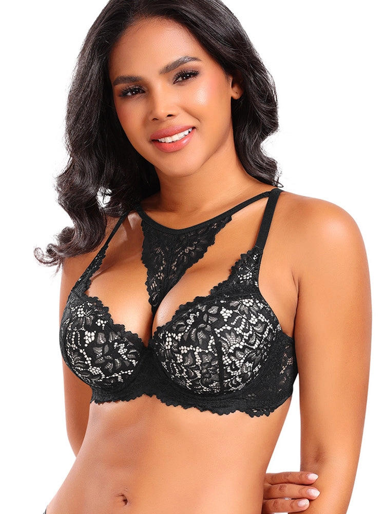 Plus Size Lace Push-Up Bra - Supportive Underwire Lingerie for Women