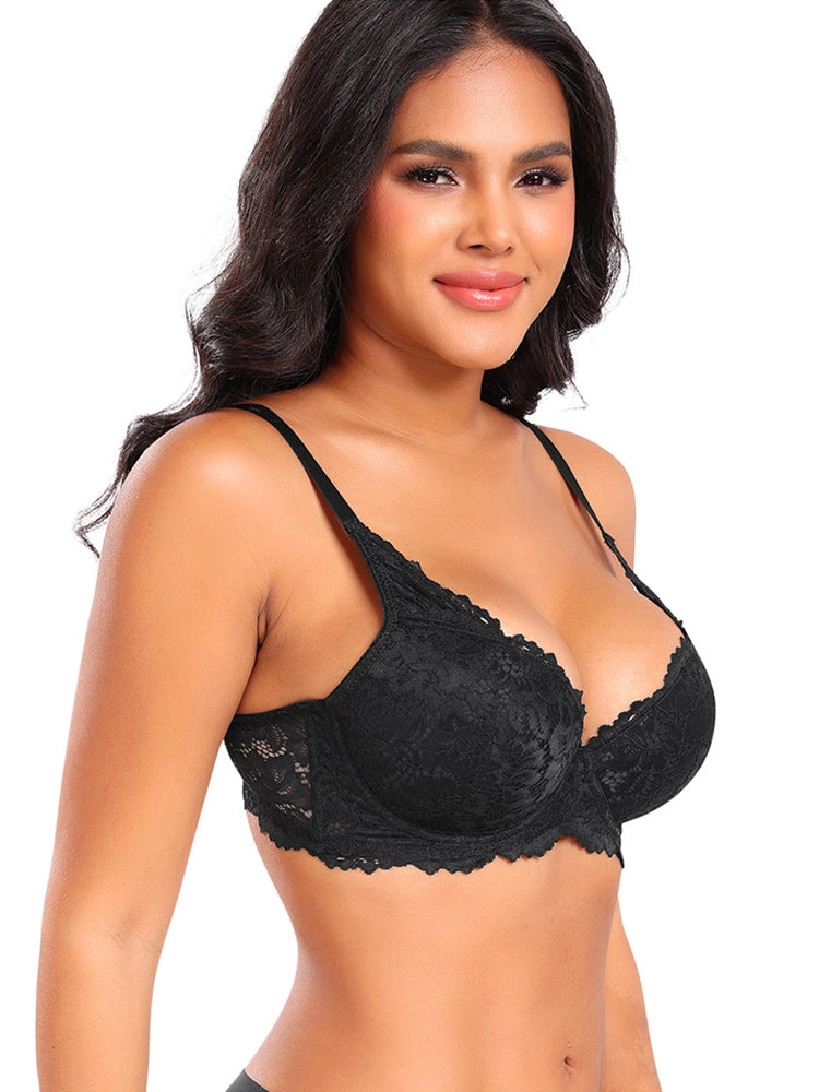 Plus Size Lace Push-Up Bra - Supportive Underwire Lingerie for Women