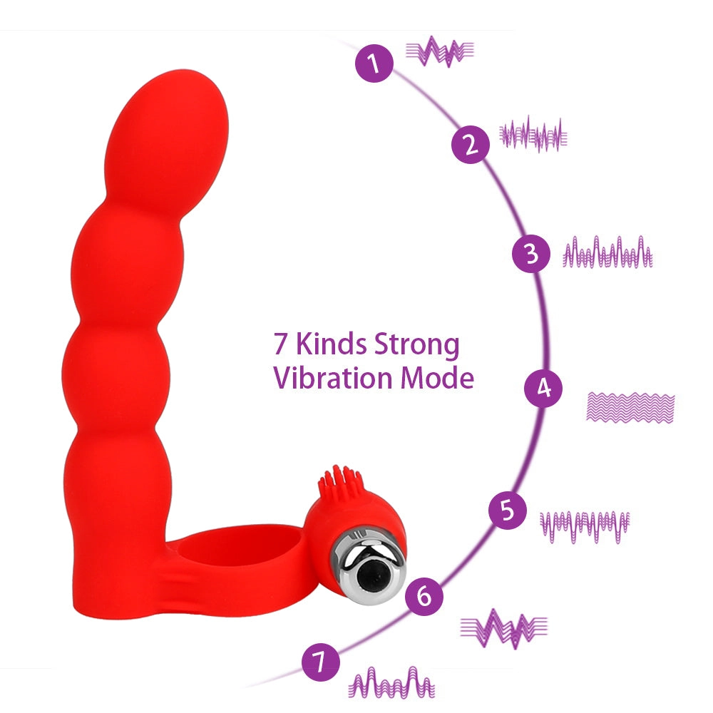 Prostate Massager Double Penetration Anal Bead Plug Vibrator Cock Vibrator Ring Strap-on Dildo Sex Toys for Men Couple