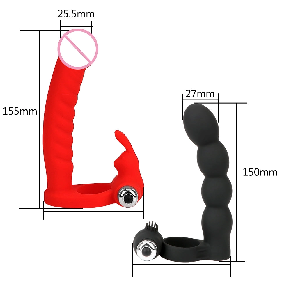 Prostate Massager Double Penetration Anal Bead Plug Vibrator Cock Vibrator Ring Strap-on Dildo Sex Toys for Men Couple