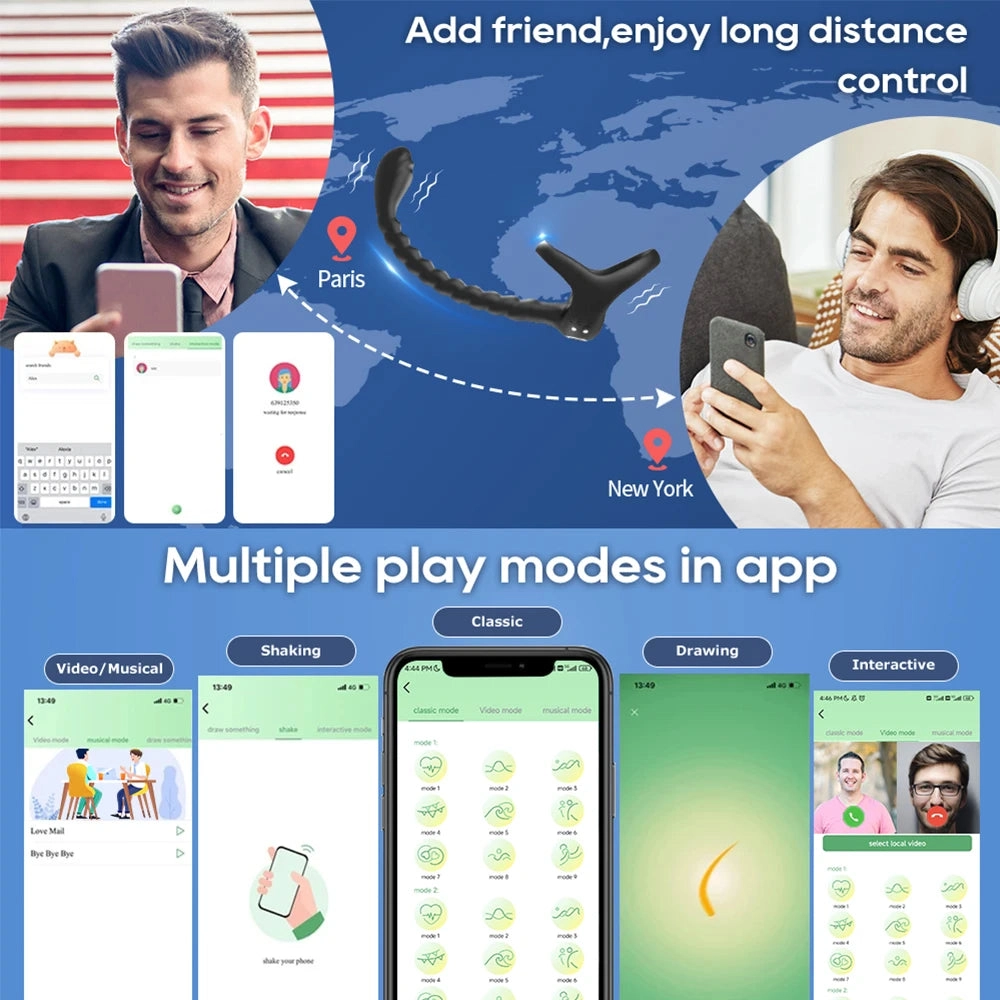 Prostate Vibrator APP Wireless 10 Mode Cock Ring