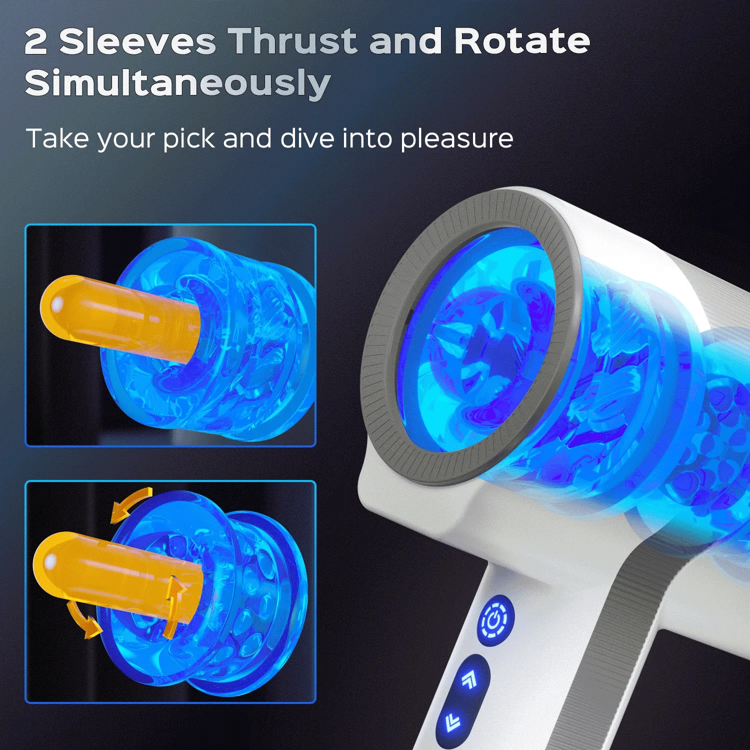 Pulsar - Double-Ended Handheld Vibrating Thrusting & Rotating Automatic Male Masturbator