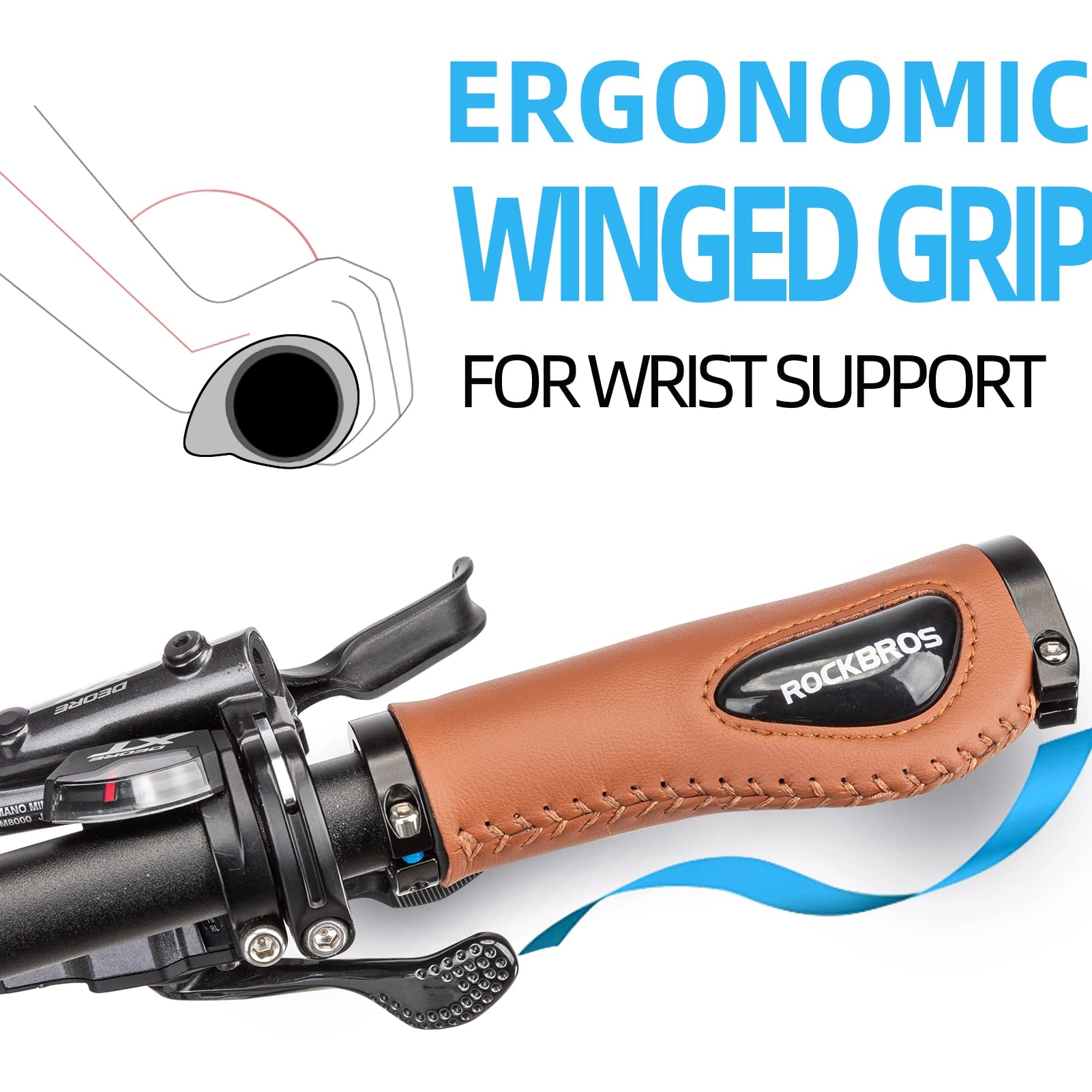 ROCKBROS Bike Handle Grips Ergonomics Design Soft Gel Dual Lock