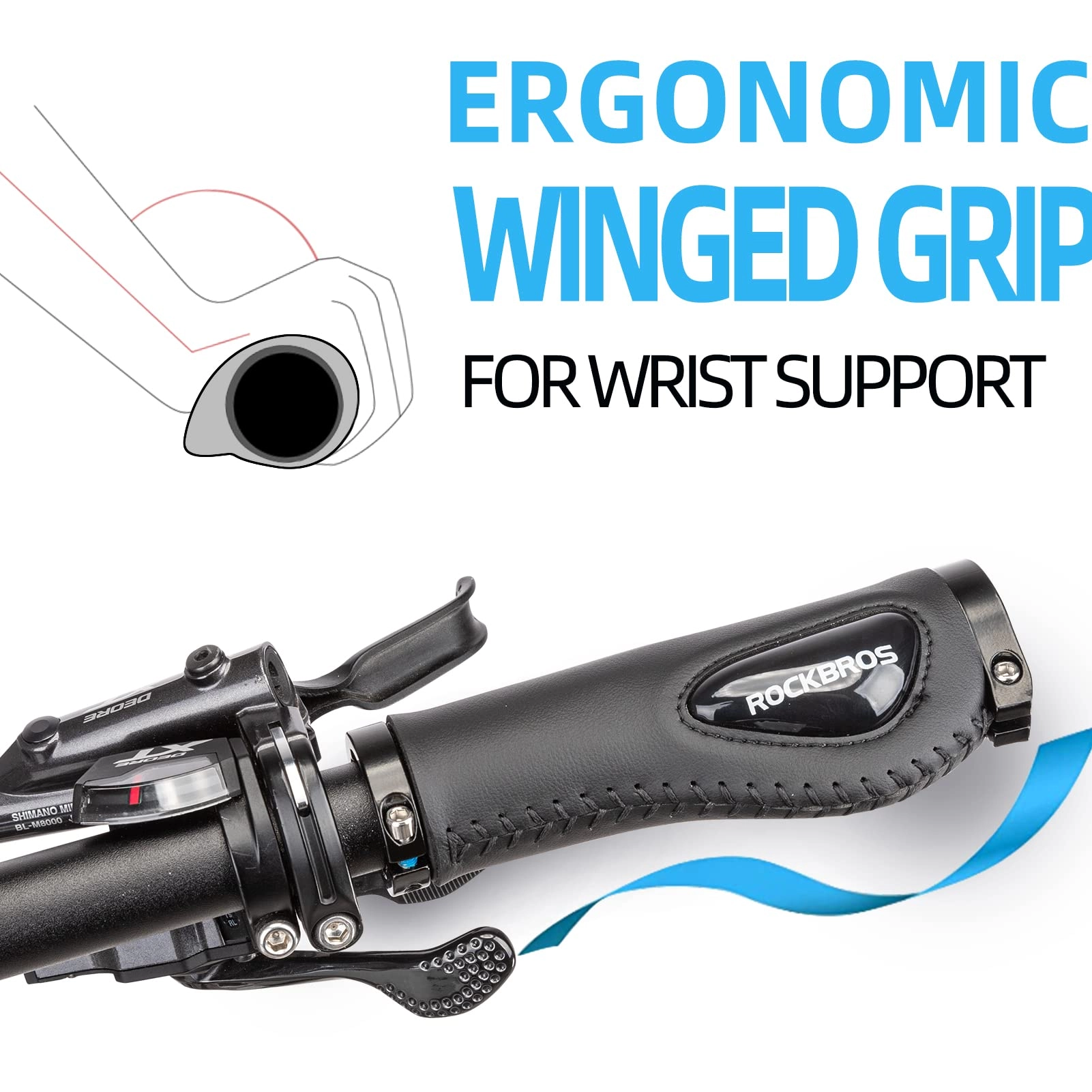 ROCKBROS Bike Handle Grips Ergonomics Design Soft Gel Dual Lock