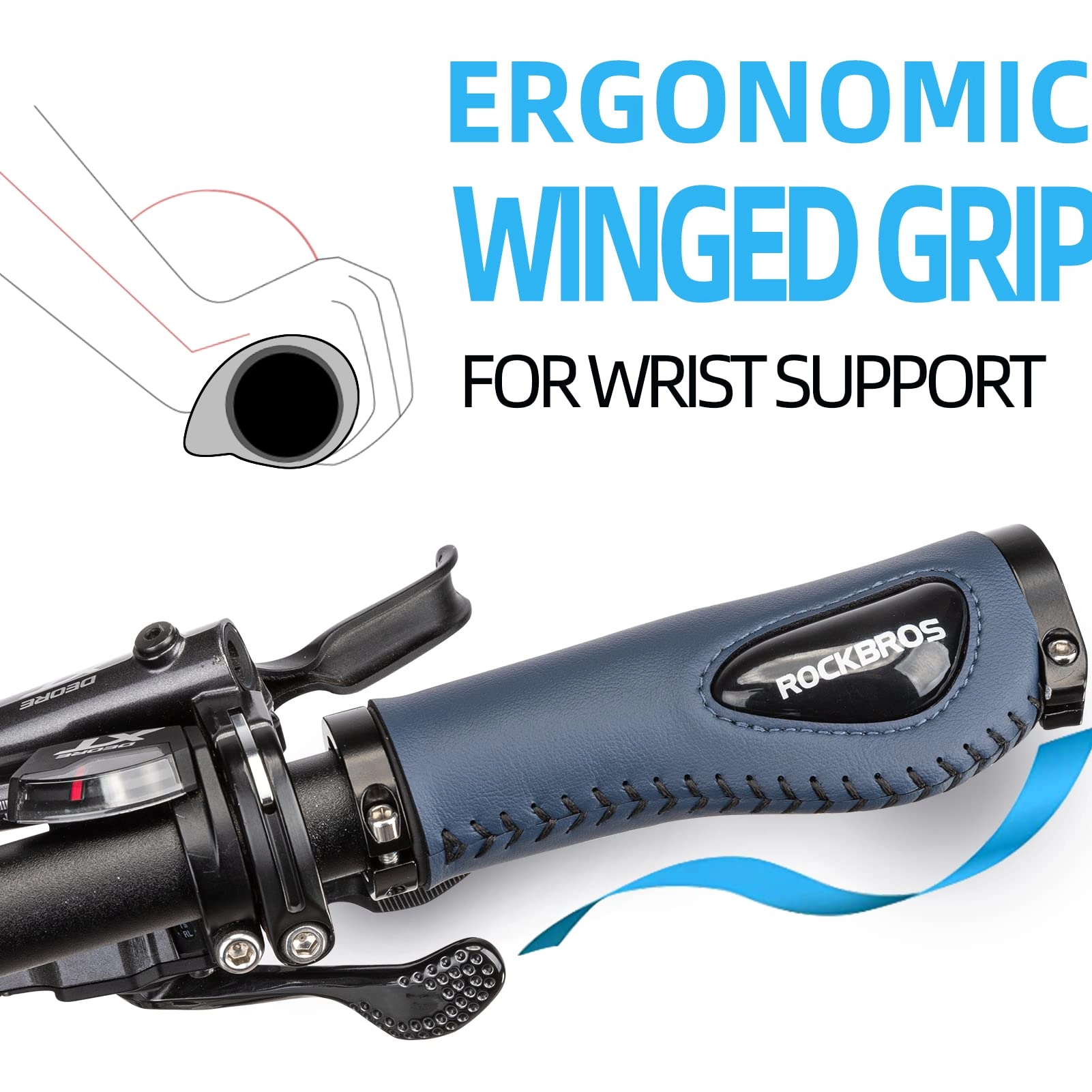 ROCKBROS Bike Handle Grips Ergonomics Design Soft Gel Dual Lock