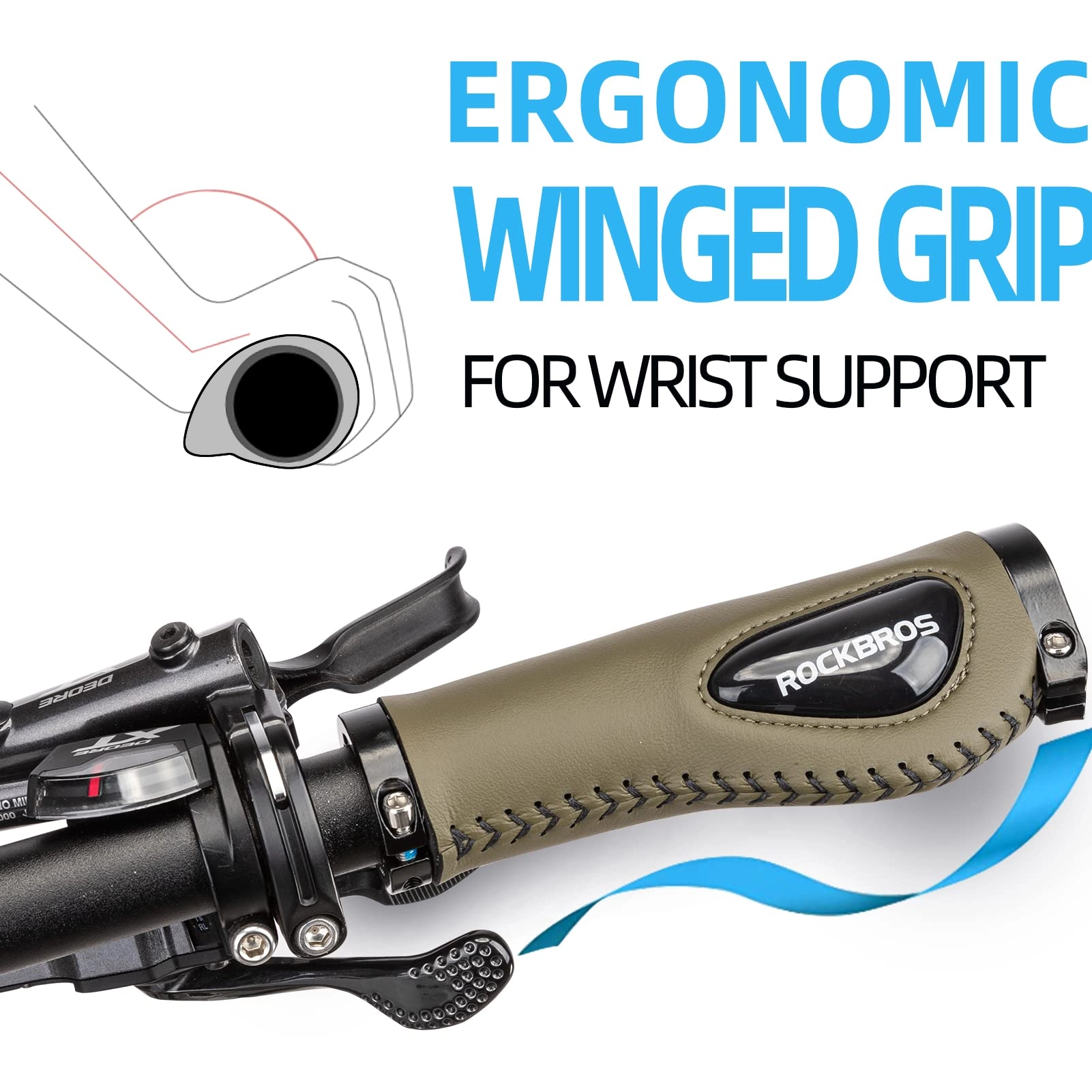ROCKBROS Bike Handle Grips Ergonomics Design Soft Gel Dual Lock