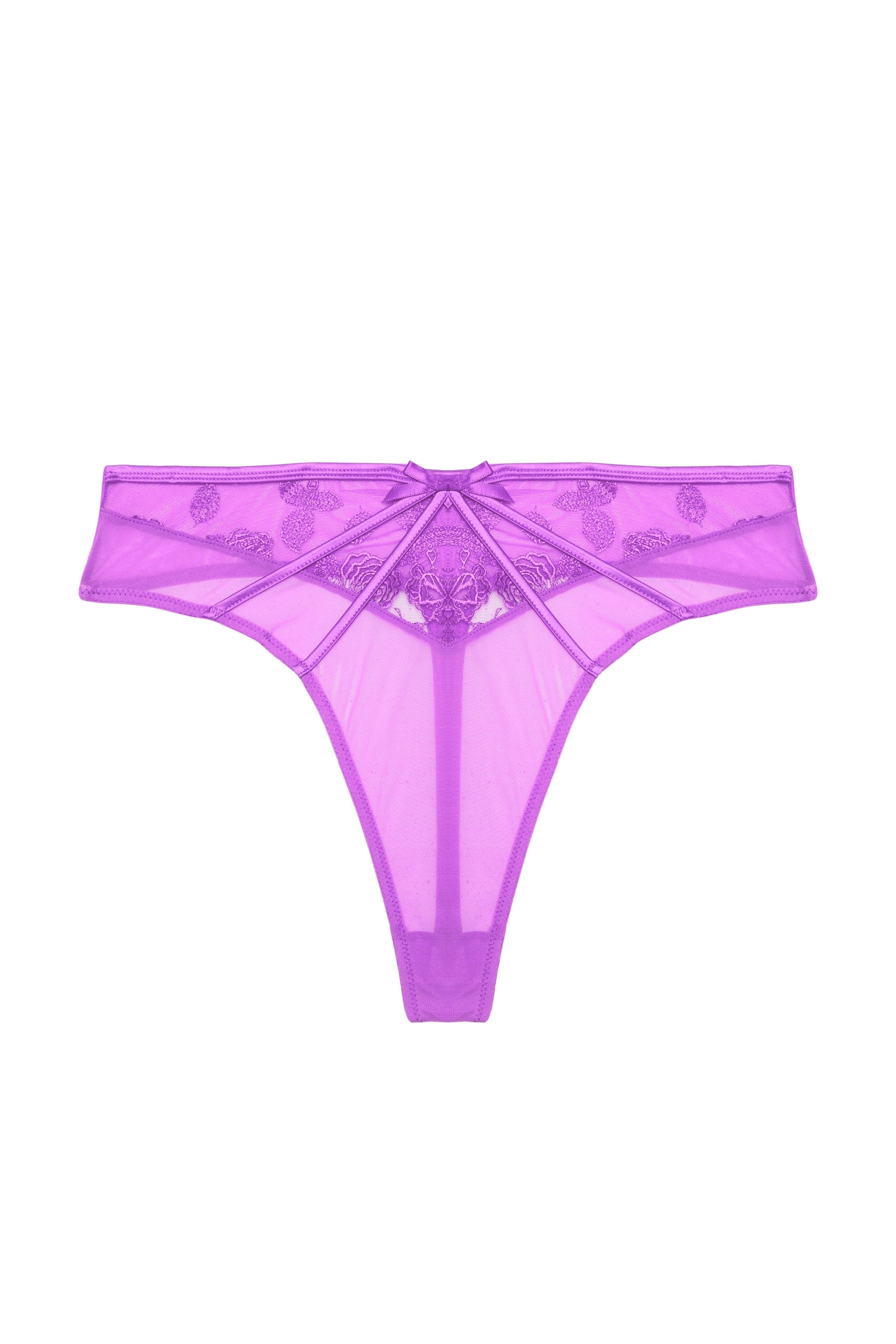 Rosanna Purple Embroidery High Waist Thong