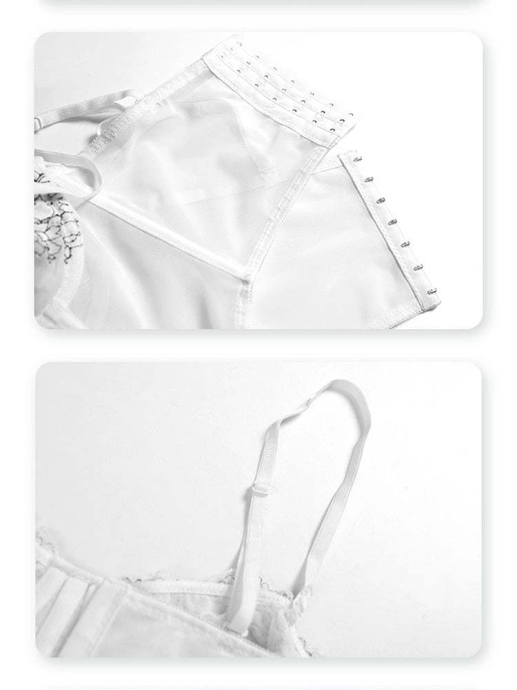Sexy Floral Embroidery Top Lingerie Corset With Sling Fish Bone