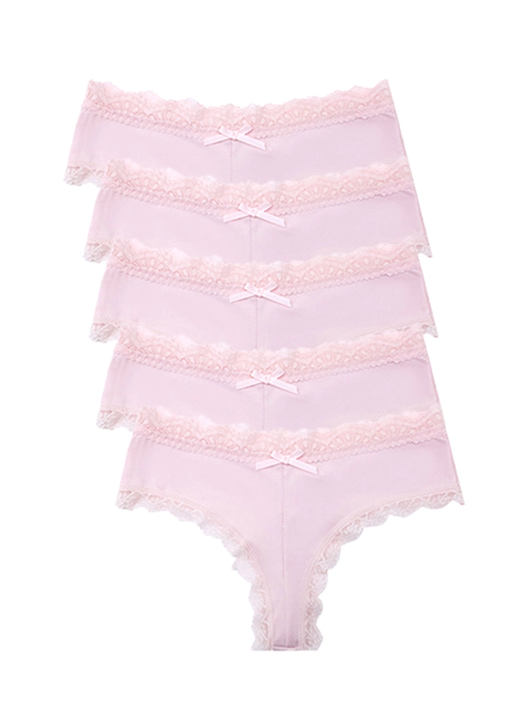 Sexy Lace Mid-Waist Bowknot Briefs