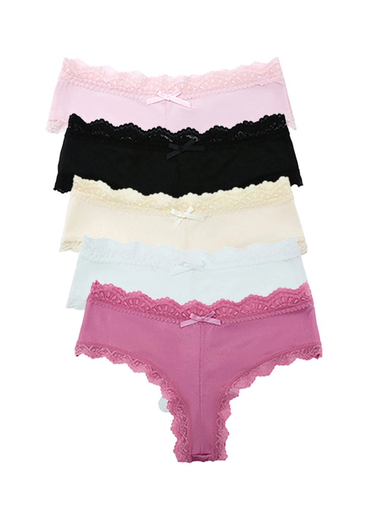 Sexy Lace Mid-Waist Bowknot Briefs