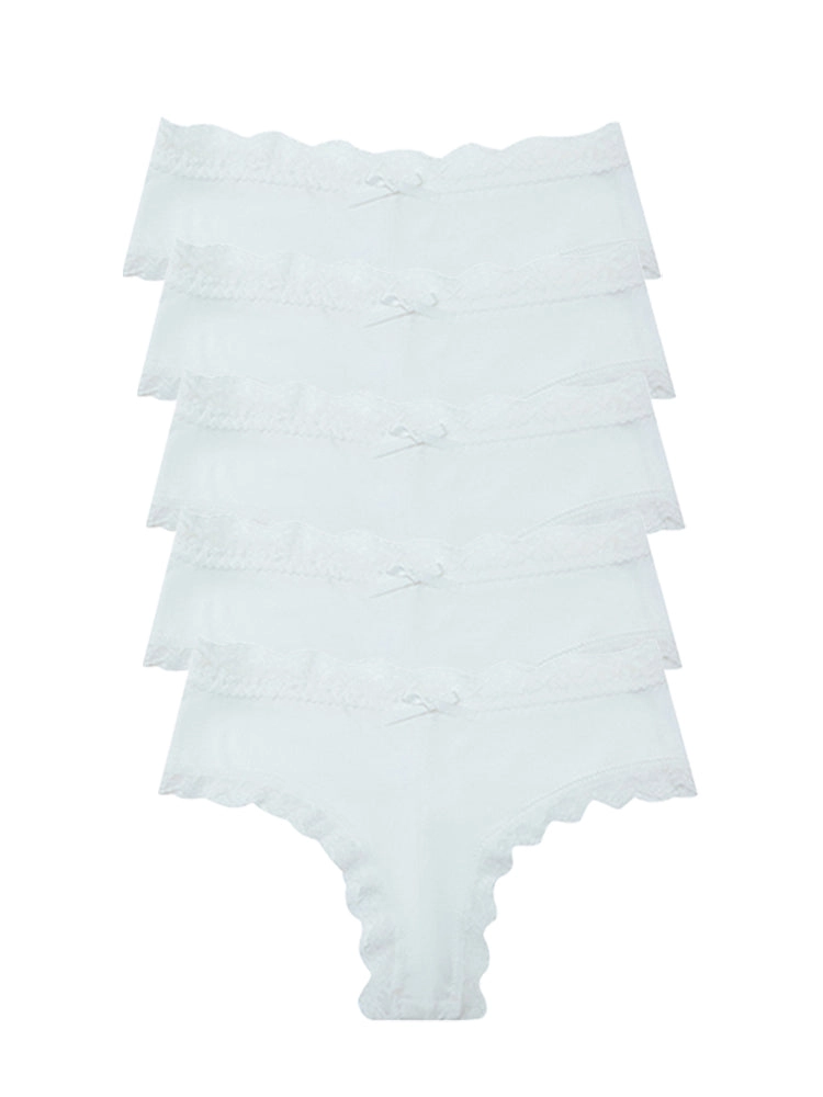 Sexy Lace Mid-Waist Bowknot Briefs