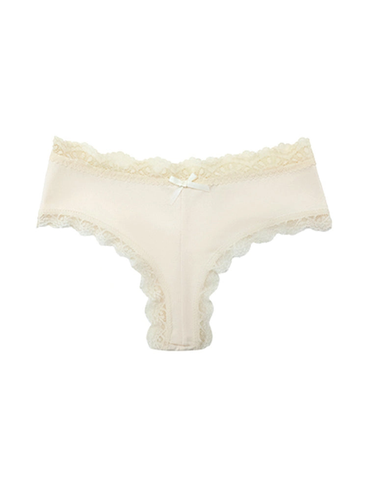Sexy Lace Mid-Waist Bowknot Briefs