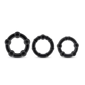 Stay Hard Beaded Cockrings - 3 Pack - Black