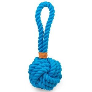 Thoozy Pet Ball Tug Rope Blue Dog Toys