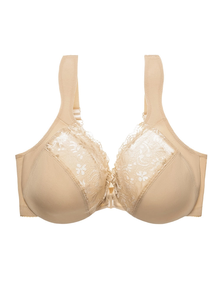 Ultra-Thin Lace Front Closure Push-Up Bra with Underwire