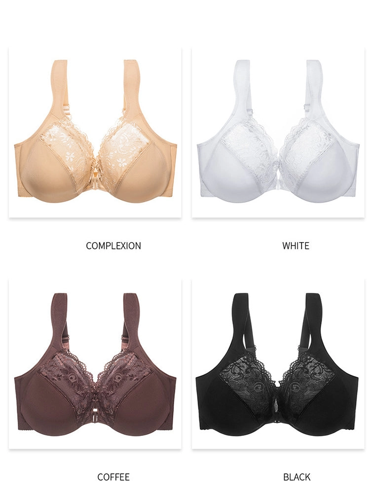 Ultra-Thin Lace Front Closure Push-Up Bra with Underwire