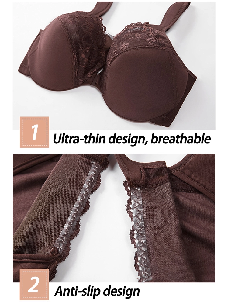 Ultra-Thin Lace Front Closure Push-Up Bra with Underwire