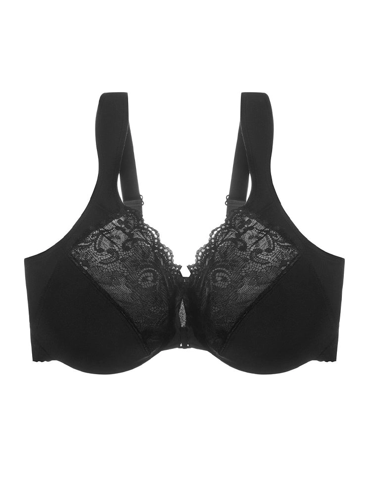 Ultra-Thin Lace Front Closure Push-Up Bra with Underwire