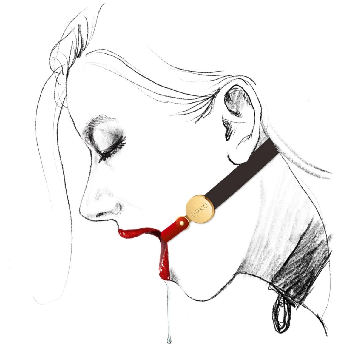 UPKO Luxury Silicone Invisible Mouth Gag with Italian Leather Straps