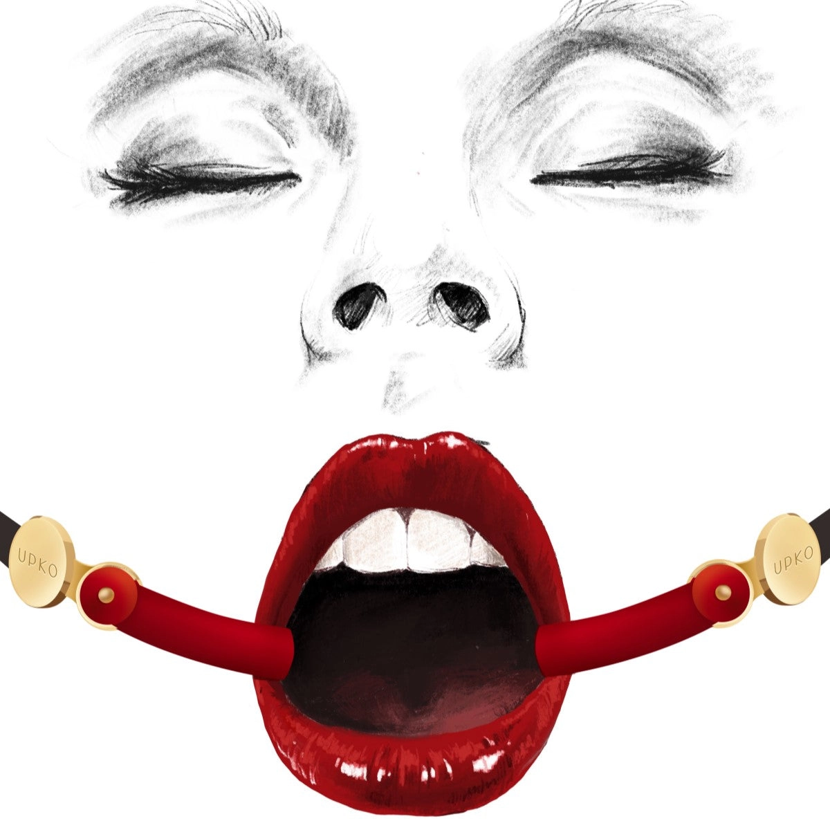 UPKO Luxury Silicone Invisible Mouth Gag with Italian Leather Straps