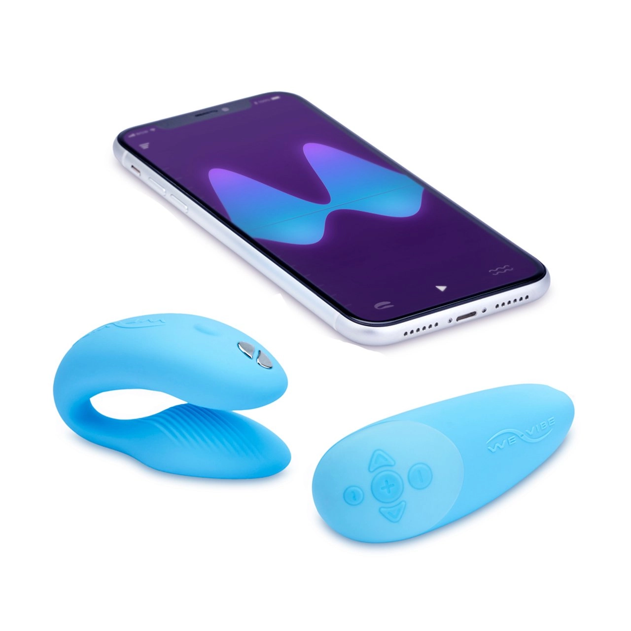 We-Vibe Chorus 10-function Hands-free App-connected Silicone Couples Vibrator with Squeeze Remote Blue