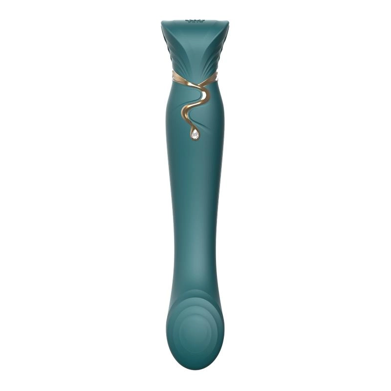 ZALO Queen Set G-spot PulseWave 17-function App-controlled Rechargeable Silicone Vibrator with Suction Sleeve Jewel Green