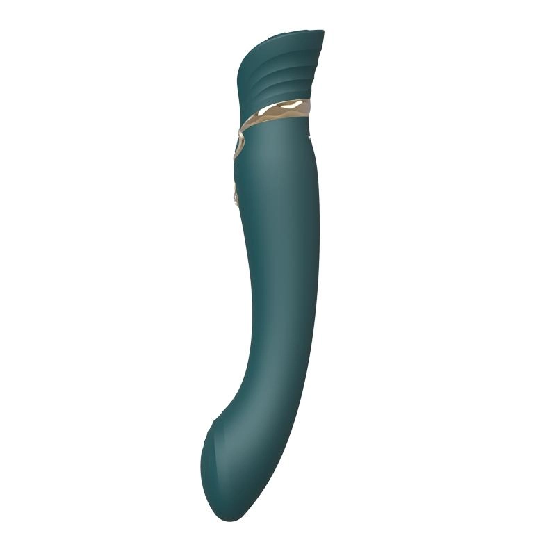 ZALO Queen Set G-spot PulseWave 17-function App-controlled Rechargeable Silicone Vibrator with Suction Sleeve Jewel Green