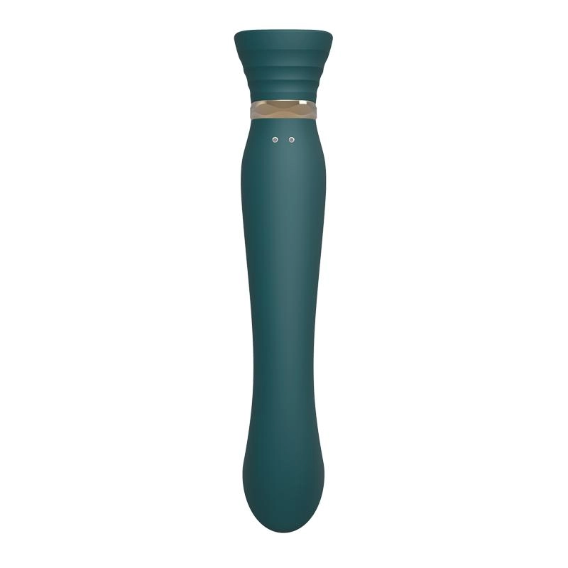 ZALO Queen Set G-spot PulseWave 17-function App-controlled Rechargeable Silicone Vibrator with Suction Sleeve Jewel Green