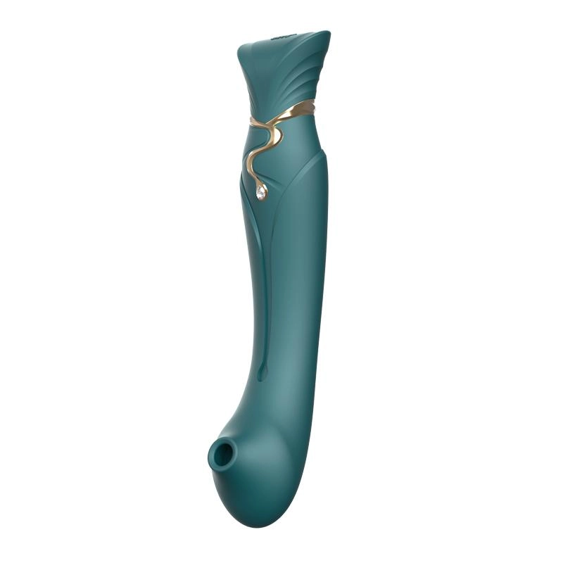 ZALO Queen Set G-spot PulseWave 17-function App-controlled Rechargeable Silicone Vibrator with Suction Sleeve Jewel Green