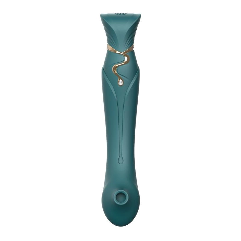 ZALO Queen Set G-spot PulseWave 17-function App-controlled Rechargeable Silicone Vibrator with Suction Sleeve Jewel Green