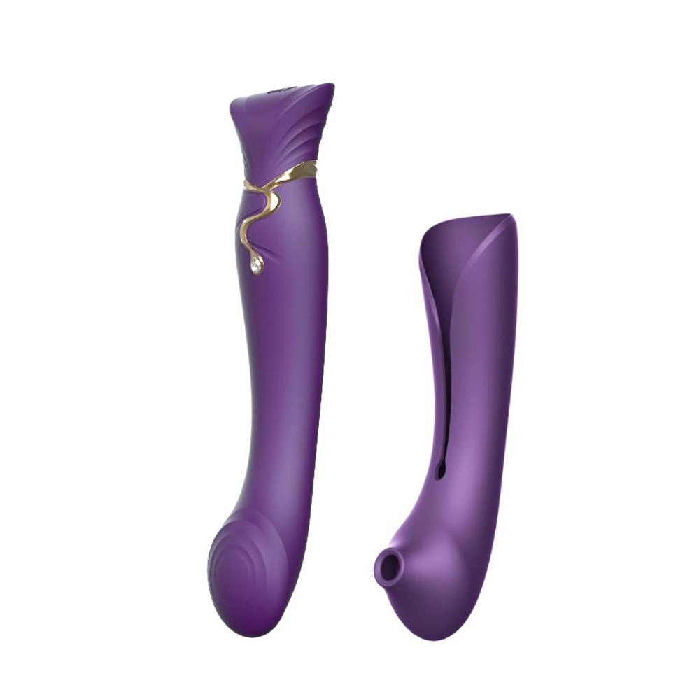ZALO Queen Set G-spot PulseWave 17-function App-controlled Rechargeable Silicone Vibrator with Suction Sleeve Twilight Purple