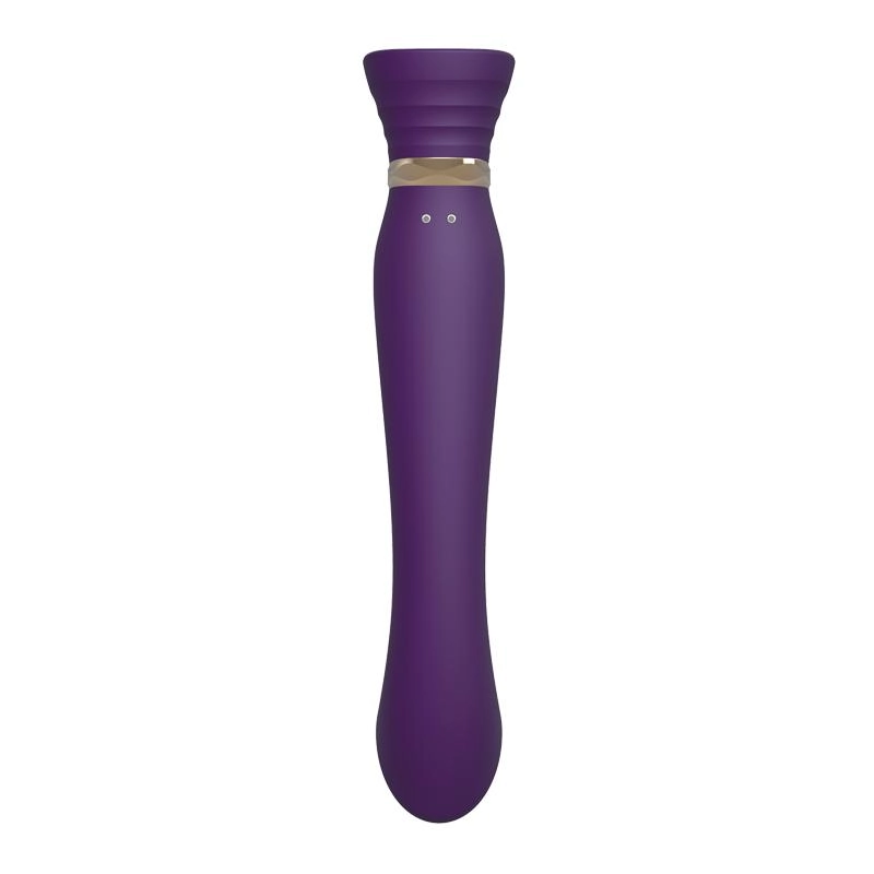 ZALO Queen Set G-spot PulseWave 17-function App-controlled Rechargeable Silicone Vibrator with Suction Sleeve Twilight Purple