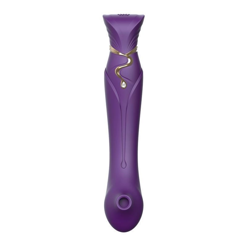 ZALO Queen Set G-spot PulseWave 17-function App-controlled Rechargeable Silicone Vibrator with Suction Sleeve Twilight Purple